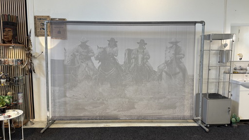 Unique Wall Decoration on Scaffold Cloth on Steel Frame
