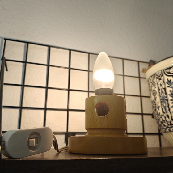 Image 1 of Vintage Scandinavian Wooden Design Lamp – Sculptural Table Lamp – Folk Modern Style