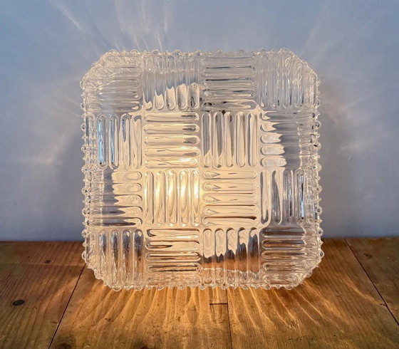 Vintage glazen wand- of plafondlamp uit de jaren 70. – Wandlampen, Glass, Metal (photo 11 of 16)