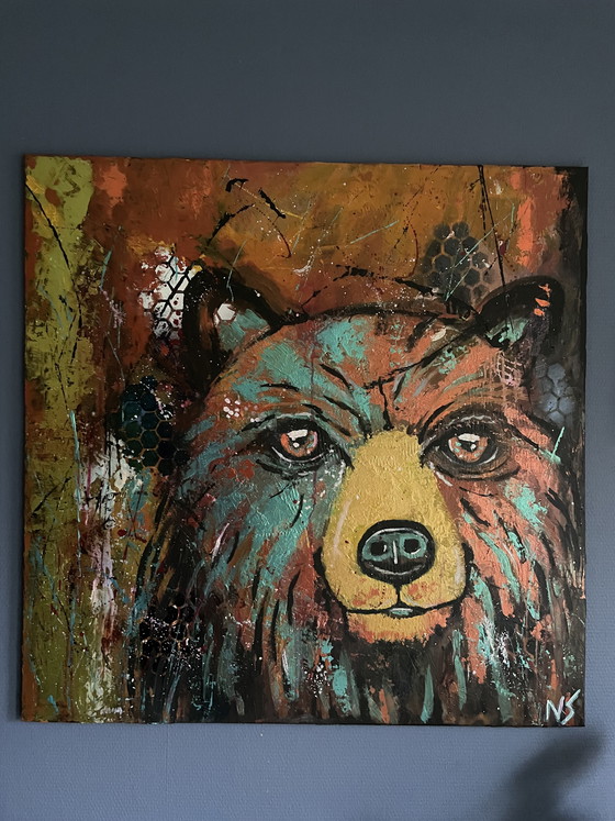 Image 1 of Abstract painting bear 1 by 1 m