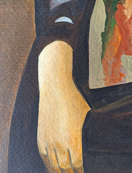 Image 1 of Olieverfschilderij op karton, kopie van Corot.
