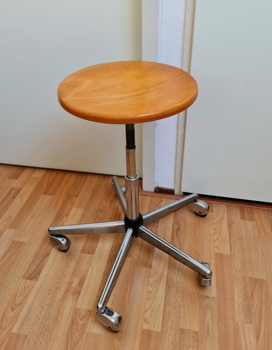 Image 1 of Industriële Kruk Werkkruk Architecten Kruk Vintage