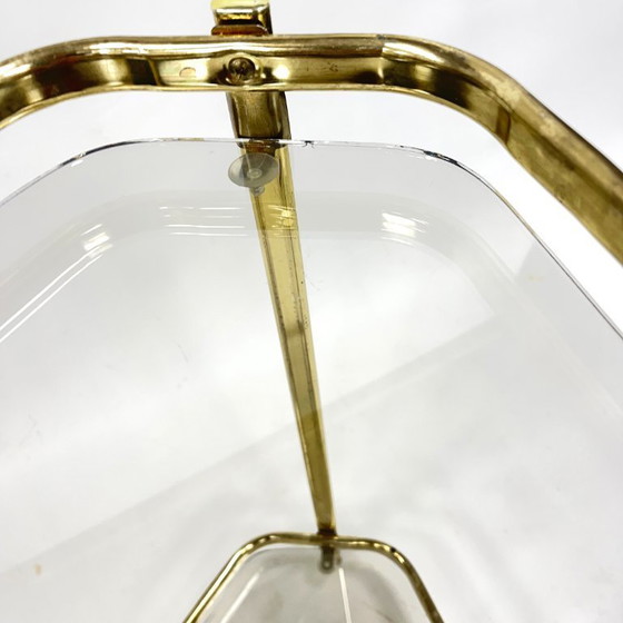 Image 1 of Bloemenstandaard in Franse mid-century modern stijl, jaren 70, messing en glas.