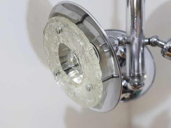 Image 1 of Esperia chandelier 1970s, chrome and Murano glass, 6 arms adjustable