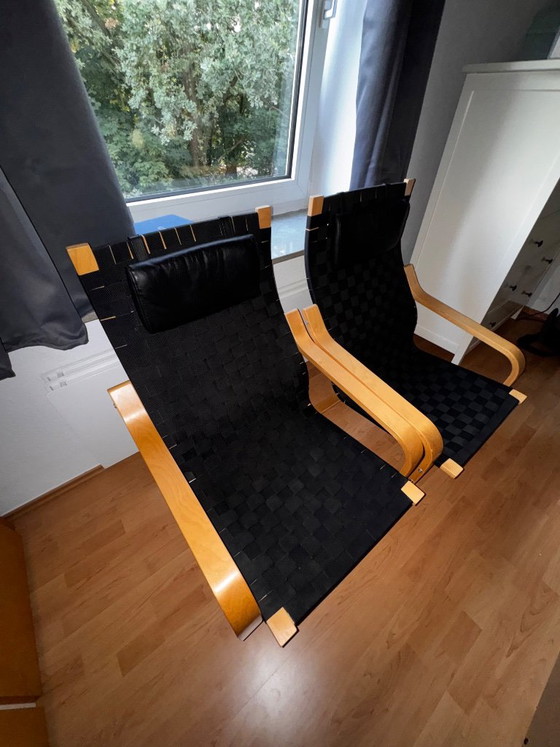 2x Vintage IKEA POÄNG Armchairs, Noboru Nakamura, 1990s, Textile, Black (photo 7 of 8)