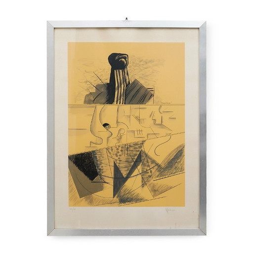 Aldo Mondino, Color lithograph on paper, Dance, 1970s