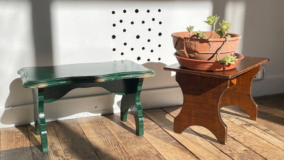 Image 1 of 2 mini Vintage WOODEN TABOURETS