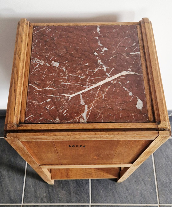 Image 1 of Art Deco furniture - Solid oak and marbled - 1920