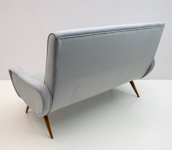 Image 1 of Marco Zanuso Stijl Mid Century Moderne Fluwelen Sofa "Lady", jaren 50