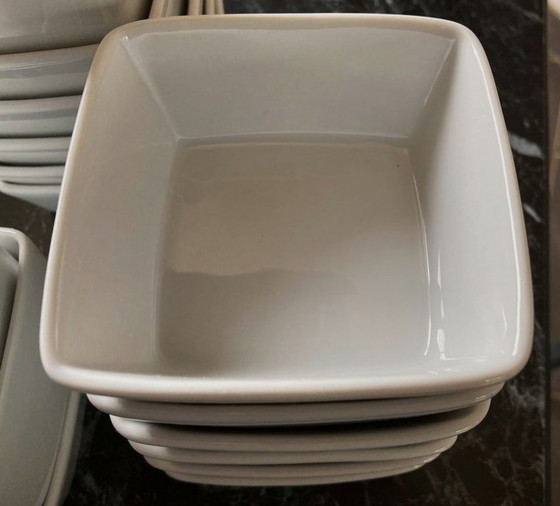 Image 1 of Juego de 18 cuencos/postres de cerámica cuadrados blancos