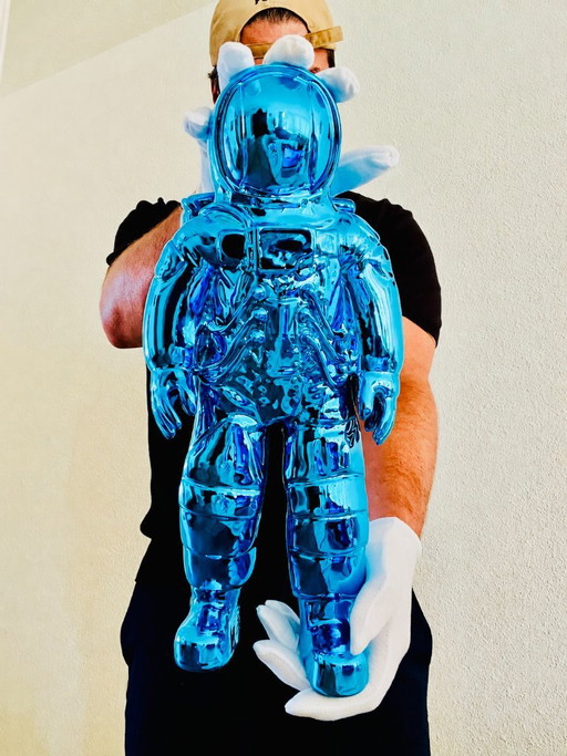 Big Astronaut Sculpture Popart Pop Art Luxury Money Statue Unique Blue New Decor – beeldhouwkunst, Other