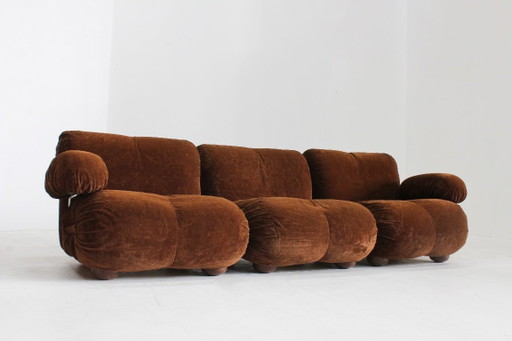 Canapé modulable, velours marron