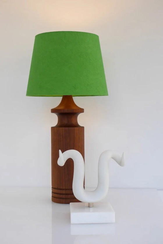 Image 1 of Large mid-century modern Danish teak table lamp
