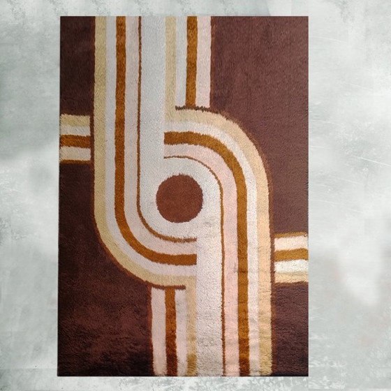 Image 1 of 1970s Museum-Grade Avant-Garde Wool Rug The Epithet of Space Age Luxury. Made in Italy