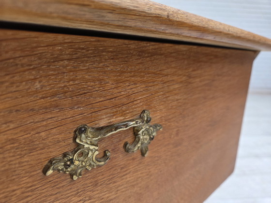 Image 1 of 1970s, Scandinavian side table with drawer, solid oak wood, teak wood.