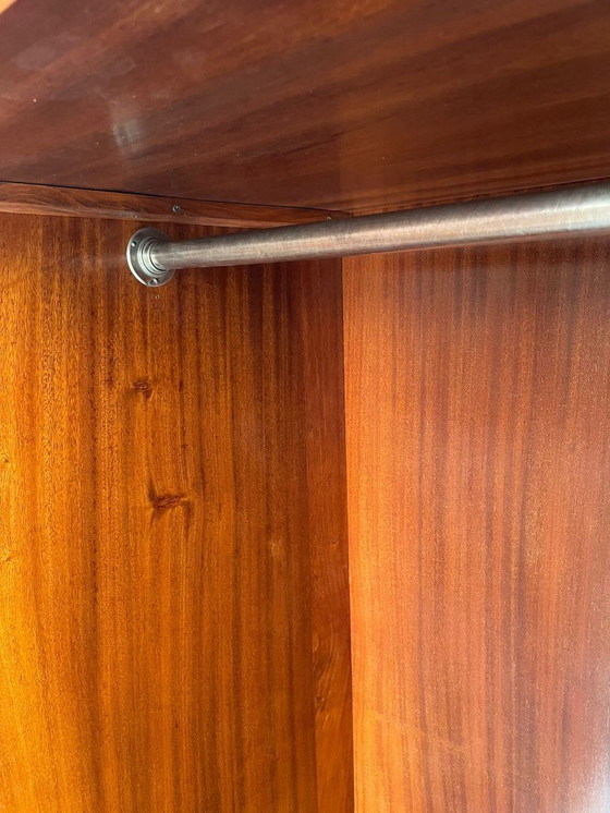 Image 1 of Restored Art Deco Wardrobe with Hanging Rail, Walnut Veneer, Czechoslovakia, 1930s