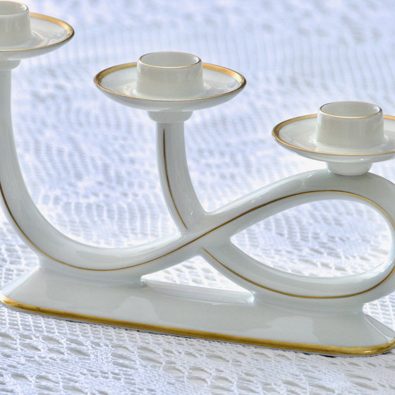 Image 1 of Beierse porseleinen kandelaar Gesigneerd Edelstein