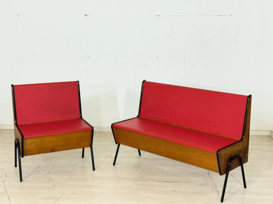 Image 1 of Vintage Design Bench – Mid Century Dining Bench Industrial Look