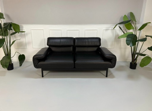 Rolf Benz Plura 380 Sofa Chaise Lounge Leather Sofa Couch Black