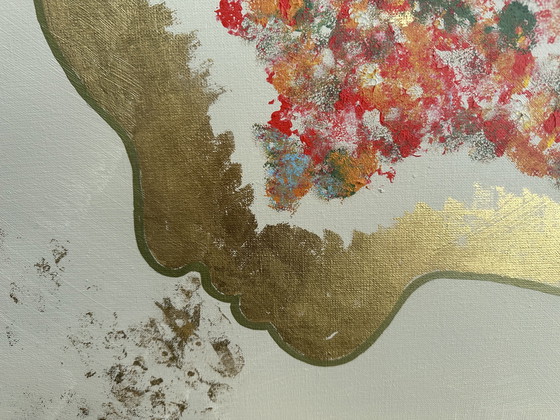 Image 1 of Painting "2 Faces" Acrylic, Gold Leaf, Linen