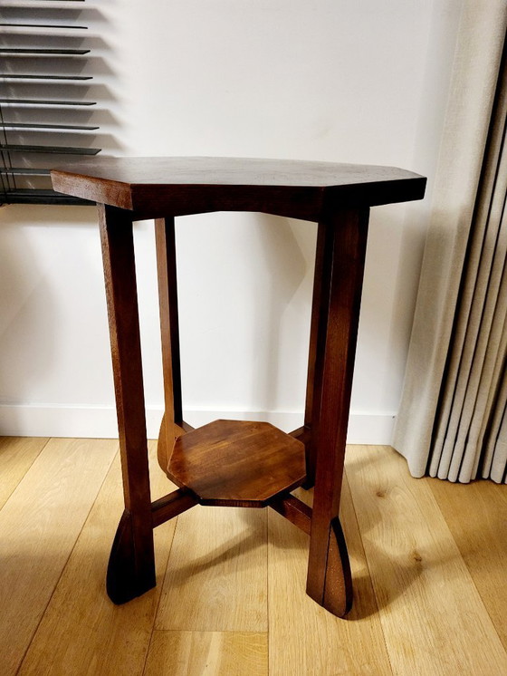 Image 1 of Art Deco wooden side table or plant table, octagonal