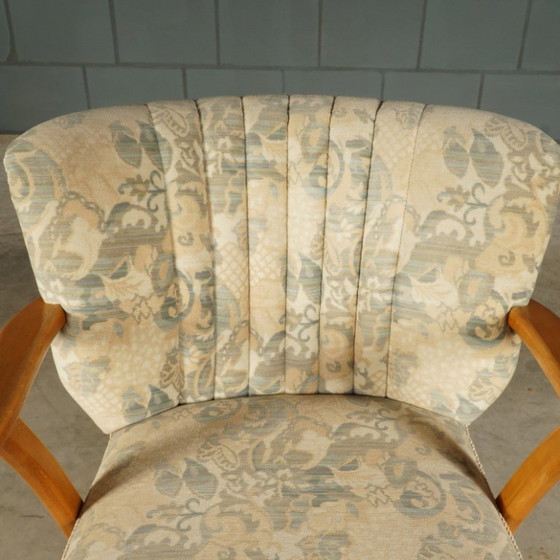 Fauteuil cocktail vintage – Velours – Accoudoirs en bois – Années 1960 – Textile (photo 10 of 12)