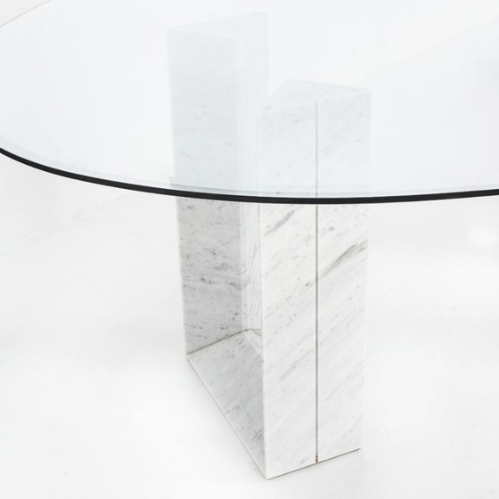 Tisch aus Carrara-Marmor und Glas. Modell „Diapason“ von Cattelan Italia. 90er Jahre. – Esstische, Marble (photo 11 of 15)