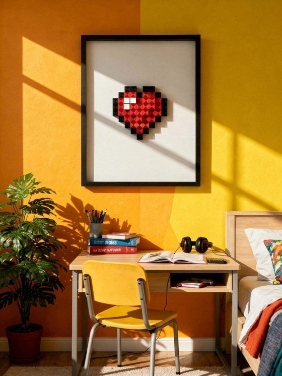 Image 1 of MineHeart - Pixel heart decor - 3D printed