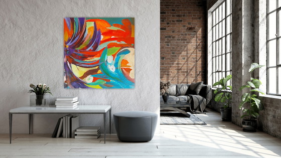 Acrylverfschilderij #krijt 100x100cm – Kunst, Canvas (photo 6 of 15)