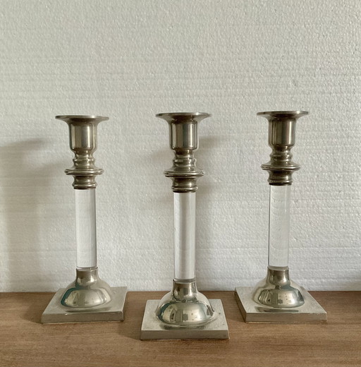 Set di 3 candelieri modernisti degli anni '70