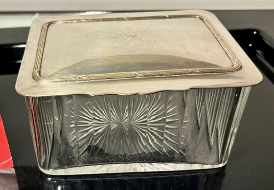Image 1 of Baccarat crystal box silver lid