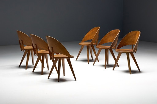 Mid-Century Plywood Dining Chairs, Italy, 1950s