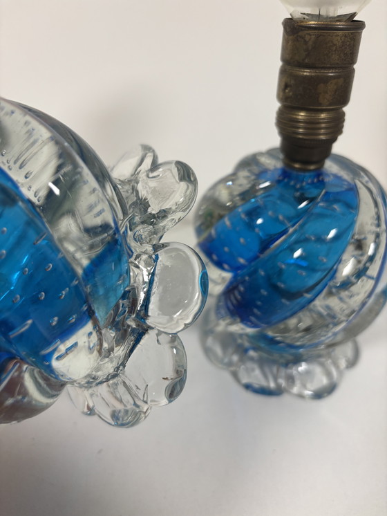 Image 1 of Design by Seguso, Murano Bullicante Tafellamp Italy.