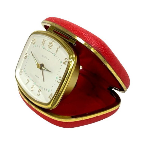 Image 1 of Sveglia da viaggio vintage EUROPA | meccanica anni '60 a 4 rubini | design retrò