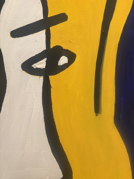 Abstract olieverfschilderij 'twee gezichten