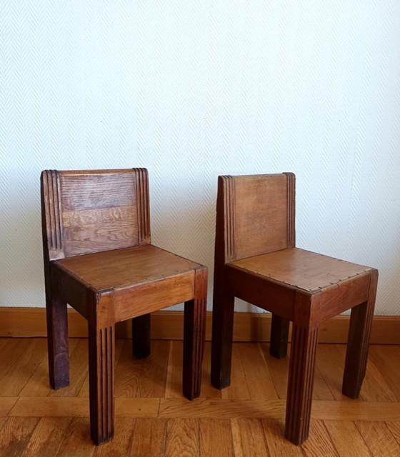 Image 1 of 2x art deco wooden children's chairs