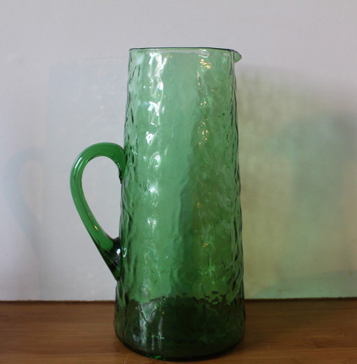 Green textured glass decanter