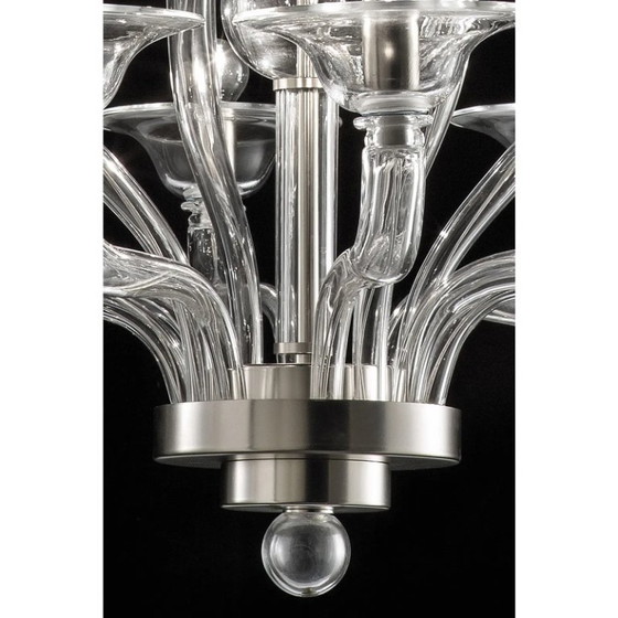 Image 1 of Luxuriöser Kronleuchter aus transparentem Muranoglas – Modernes lineares Design