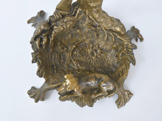 Image 1 of Vintage 1950s Hunting Scene Umbrella Stand in Gilded Brass