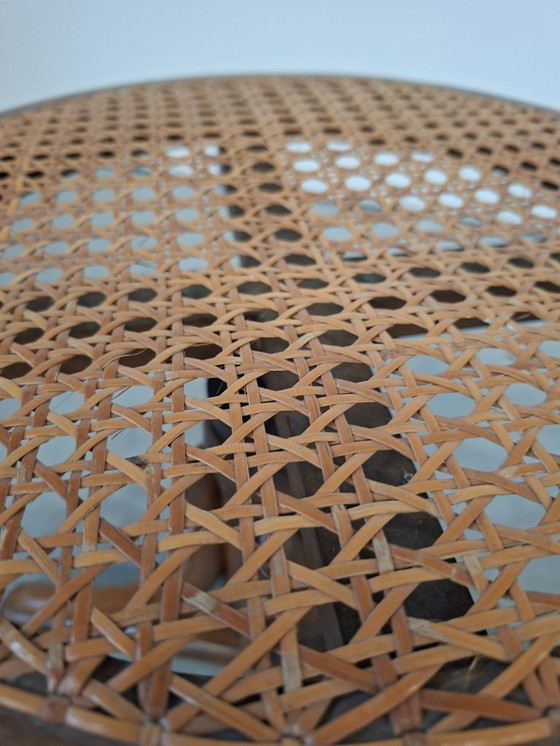 Image 1 of Taburete de piano en haya curvada y paja de Viena