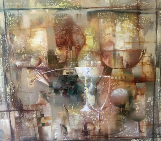 Originales Ölgemälde, abstrakter Expressionismus, Stillleben – schilderijen tekeningen, Canvas