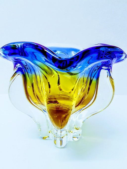 Vase /jardeniere hand blown glass by Josef Hospodka/ Czechia