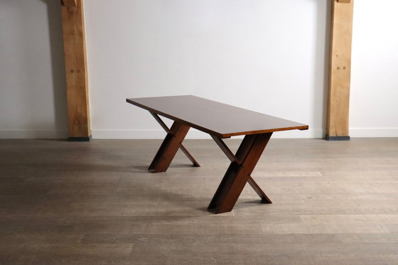 Image 1 of Mesa de comedor TL58 en nogal, diseñada por Marco Zanuso para Poggi, Italia, década de 1960.