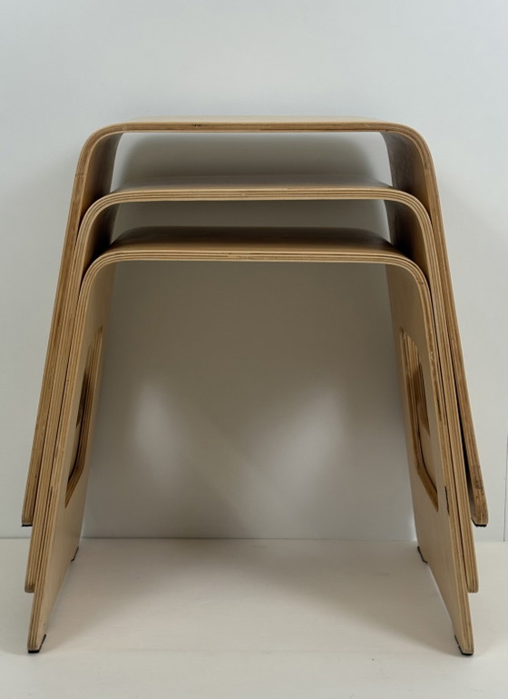 Image 1 of 3 taburetes Benjamin de IKEA de los años 90 y mesa auxiliar Norinder
