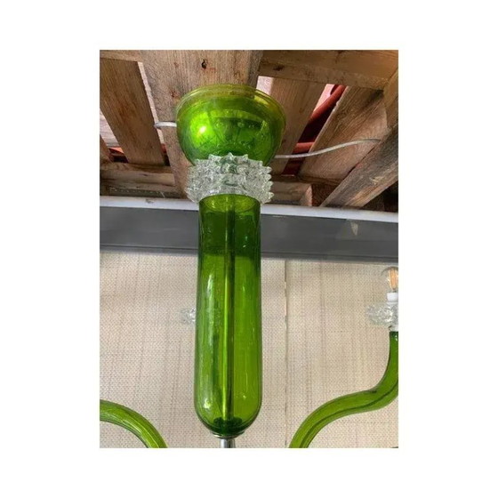 Image 1 of Groene Murano glazen kroonluchter met transparante rostrato boubeches van Simoeng