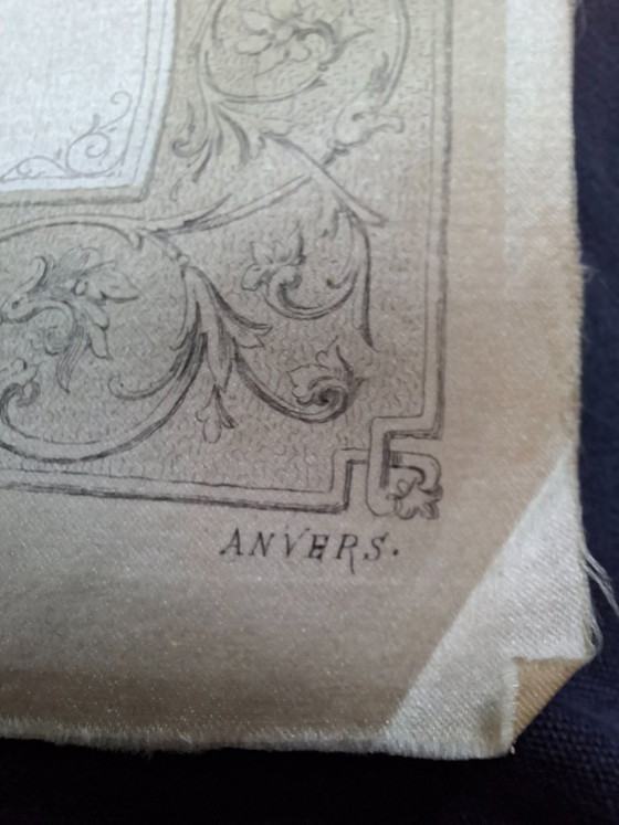 Image 1 of Rare 1871 Silk Menu Antwerp Belgium – Monseigneur Anthonis Jubilee Banquet