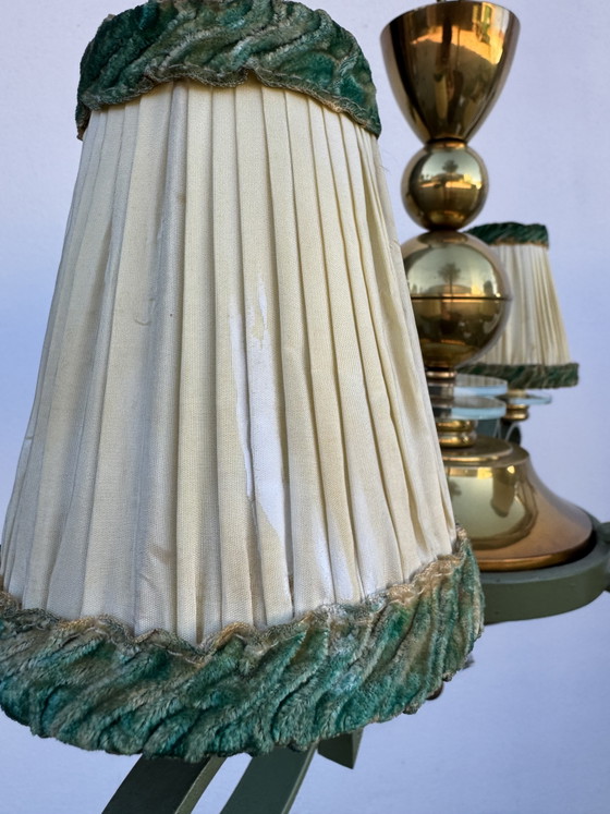 Lampadario Art Déco in ottone e vetro – Brass, Metal (photo 6 of 15)