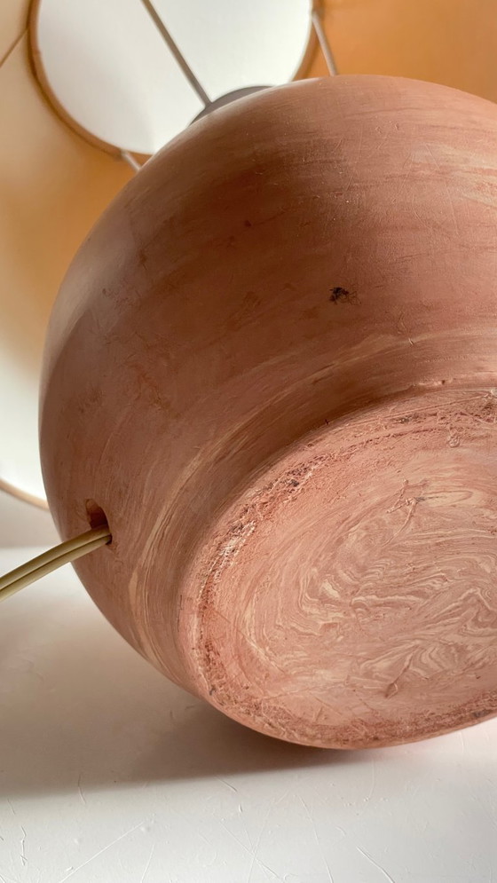 Vintage handgemaakte terracotta lamp – Tafellampen, Textile (photo 8 of 21)