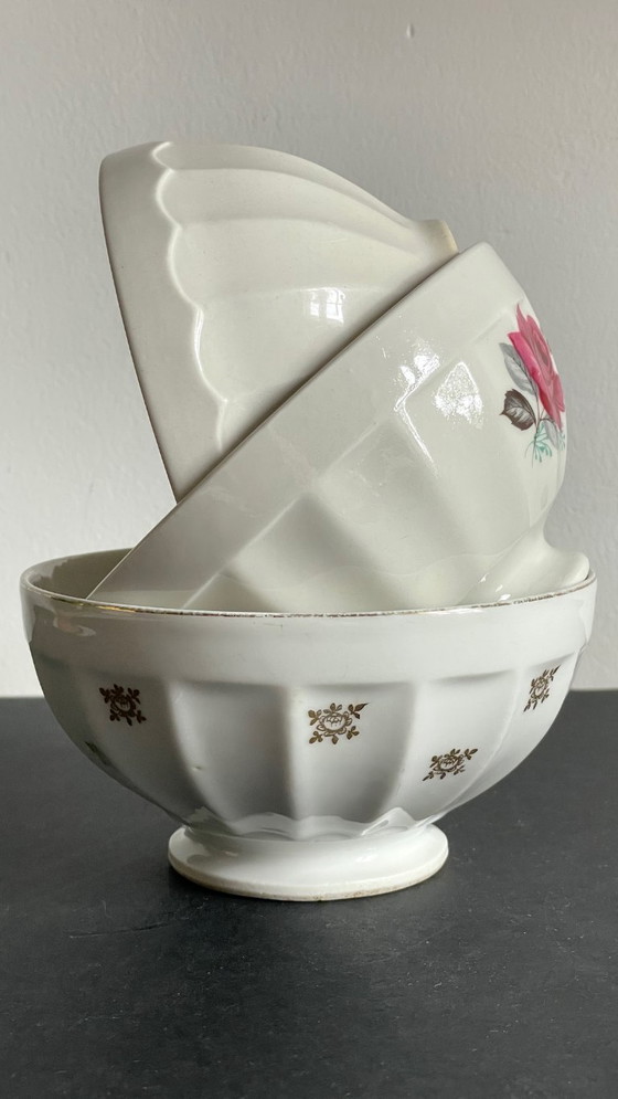 Image 1 of Vintage Pink and Gold Ceramic Bowls