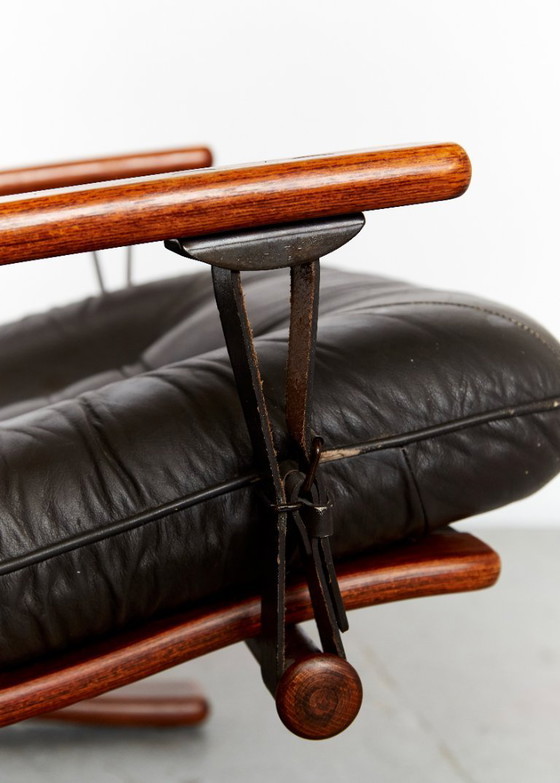 Image 1 of Poltrona vintage scandinava con pouf di Arnt Lande per Westnofa, anni '70